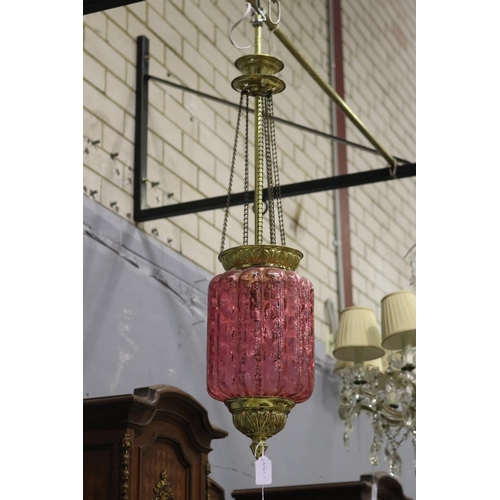 Victorian ruby glass light hanging,