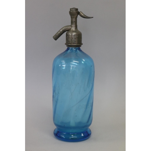 Vintage French bistro blue glass soda