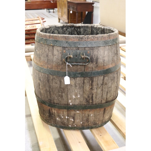 Antique French grape pickers barrel,