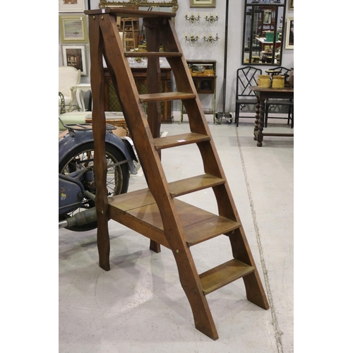 Old French wooden stepladder approx 30858c