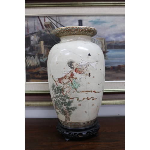 Antique Japanese porcelain vase, (AF)