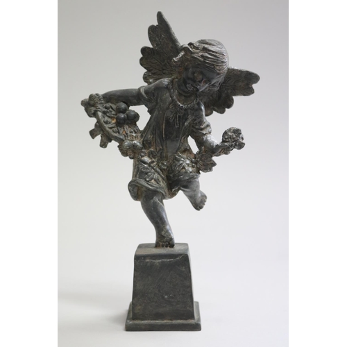 Cast metal figure of a Putto, approx