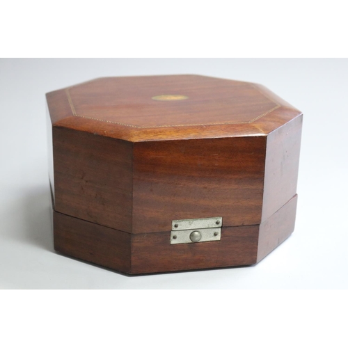 Victorian octagonal lidded box, decorated