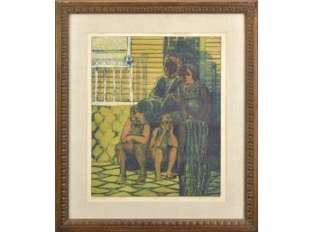 Vintage Ruth Leaf colored etching, “Sunday