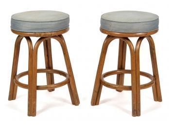 A pair of vintage rattan stools,