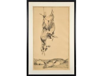 Lynn Schroeder etching of hanging