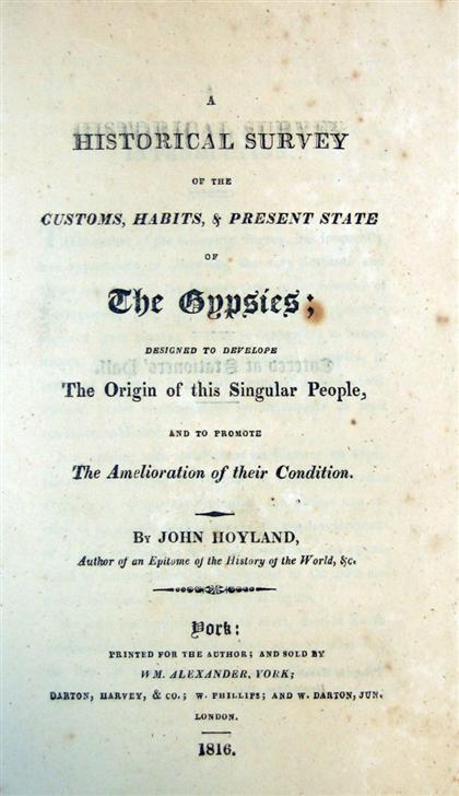 1 vol.  Hoyland, John. A Historical