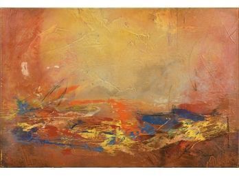 An unframed abstract oil on canvas,