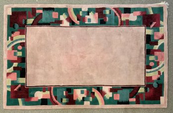 A contemporary area rug with an