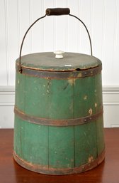 An antique iron bound, green painted