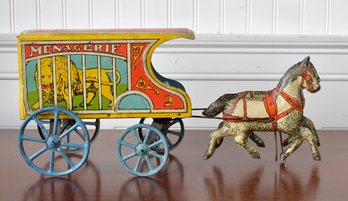 Vintage lithographed tin horse 306081