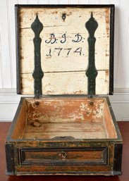 Antique wooden lap desk with lift top,