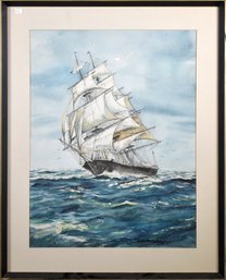 20th C. watercolor of clipper ship