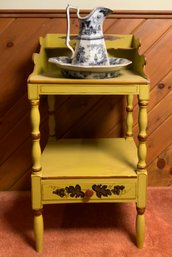 Vintage mustard painted wash stand with