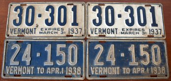 Two matched pair of vintage VT license