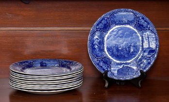 A vintage set of eleven historical blue