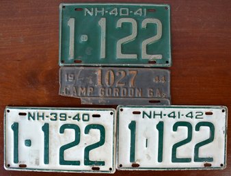 Three NH license plates 1939-40, 1940-41,