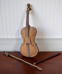 Antique wooden country violin,