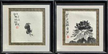 Two 20th C Asian black ink watercolors  30622d