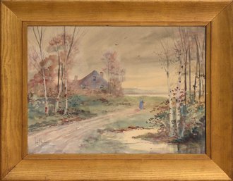 A vintage Louis K. Harlow watercolor