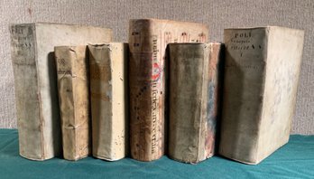 Six 17th and 18th C. Leather bound