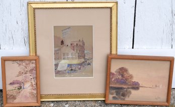 Three vintage Louis K Harlow watercolors 306284