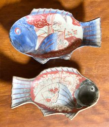 Two vintage Imari fish forms plates bowls  306288