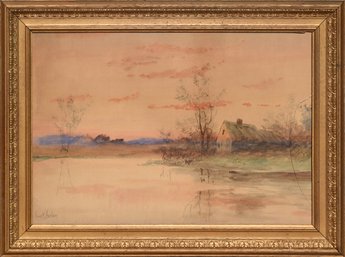 A vintage Louis K. Harlow watercolor