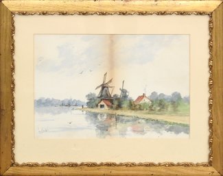 A vintage Louis K. Harlow watercolor