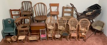 A large group of doll furniture, 25