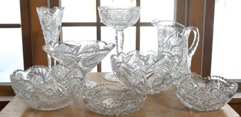 Eight pieces of brilliant cut glass,