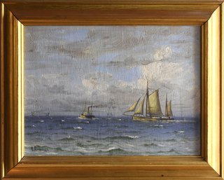 Vintage oil on canvas painting depicting