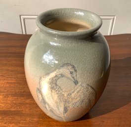 A vintage Rookwood vase, with gull