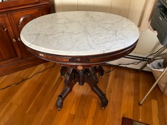 Victorian oval marble top table  3064a4