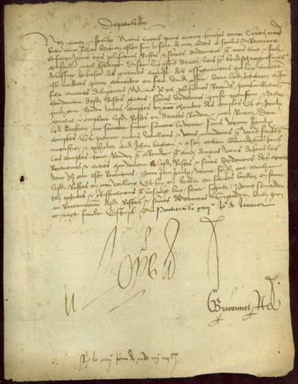 1 piece.  Letter Signed. Louis XI, King