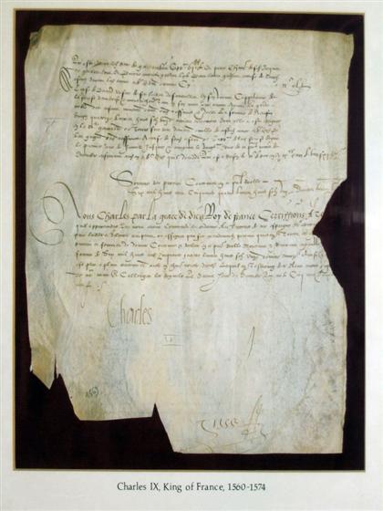 1 piece.  Document Signed. Charles IX,