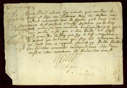 1 piece.  Letter Signed. Henri III,