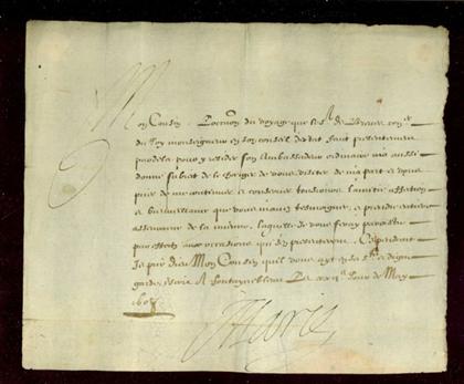 1 piece.  Letter Signed. Marie de Medicis,