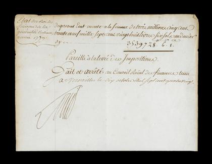 1 piece.  Document Signed. Louis XVI,