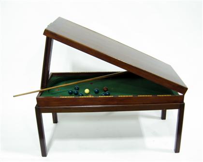 Mahogany bagatelle table on stand