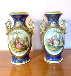 A pair of antique French porcelain vases,