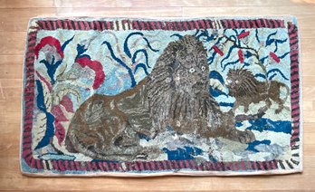 19th C. hooked rug, featuring a