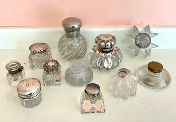 Eleven vintage glass and crystal