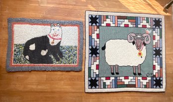 A modern hooked rug with ram decoration  3068a5