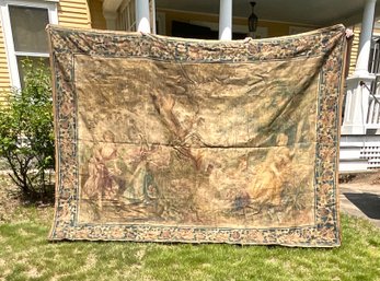 An antique painted tapestry, painted