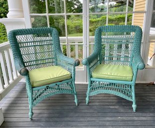 A pair of blue green painted vintage 3068d6