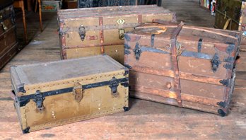 Three vintage steamer/travel trunks,