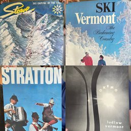 Eleven vintage skiing posters,