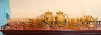 A collection of vintage amber glass,