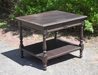 Ca 1900 carved oak two drawer 30696e